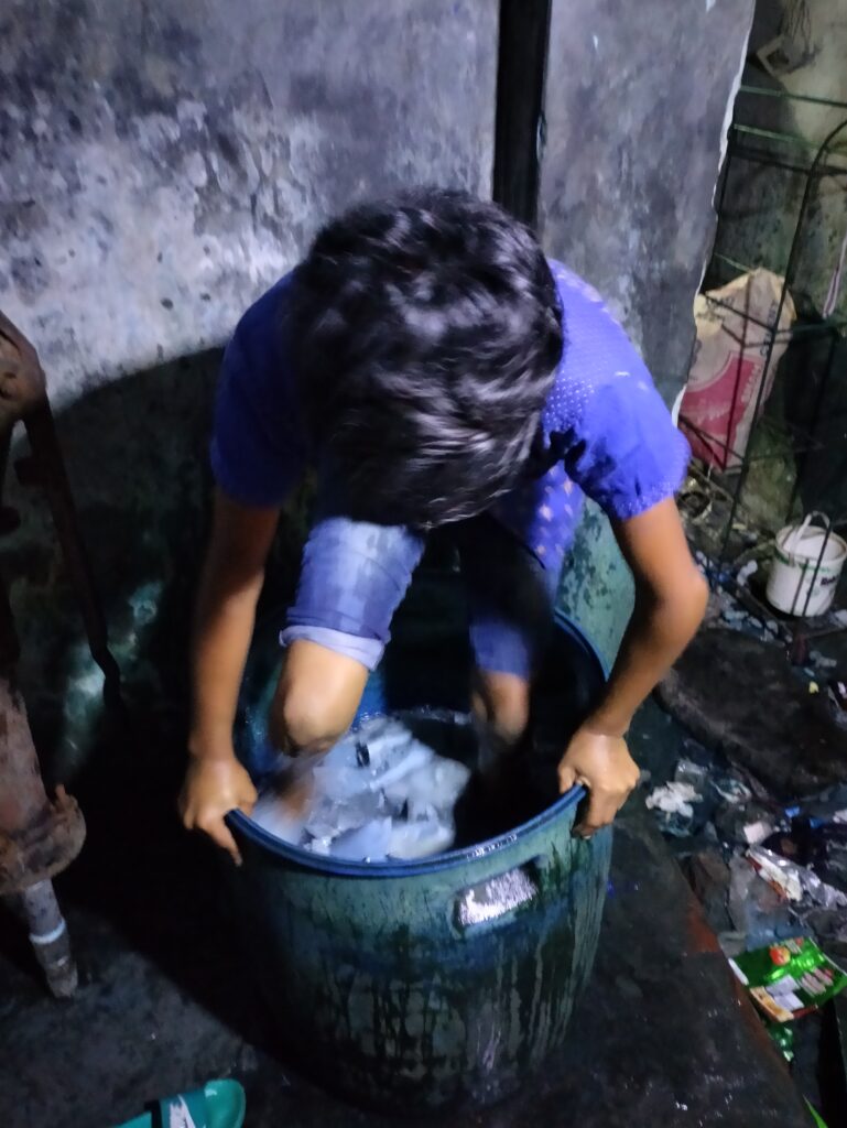 Child working with chemicals