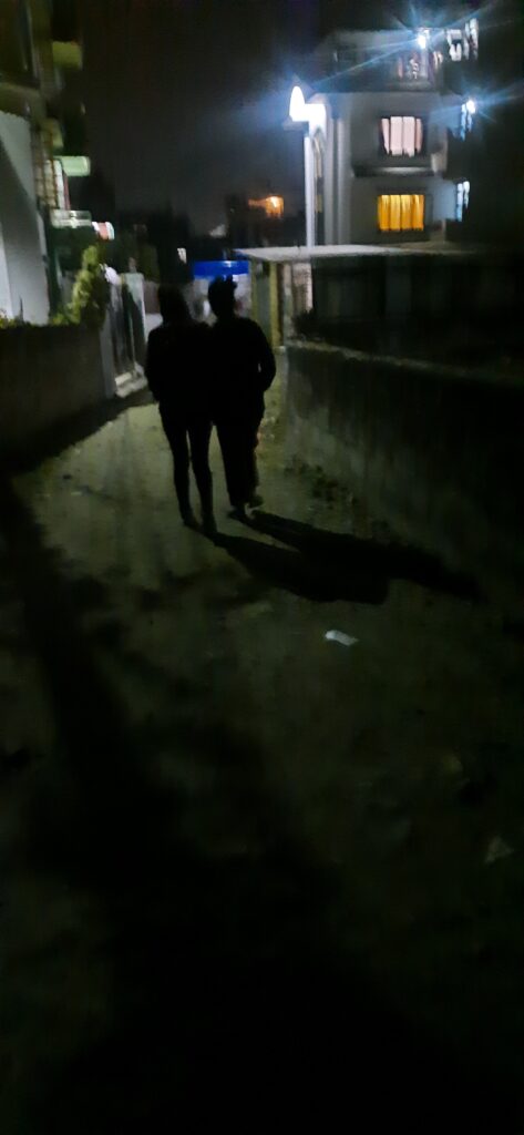 Child walking in the night