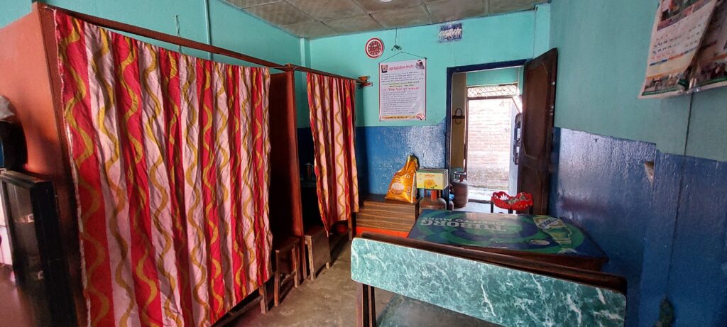 Khaja ghar sitting space with curtains