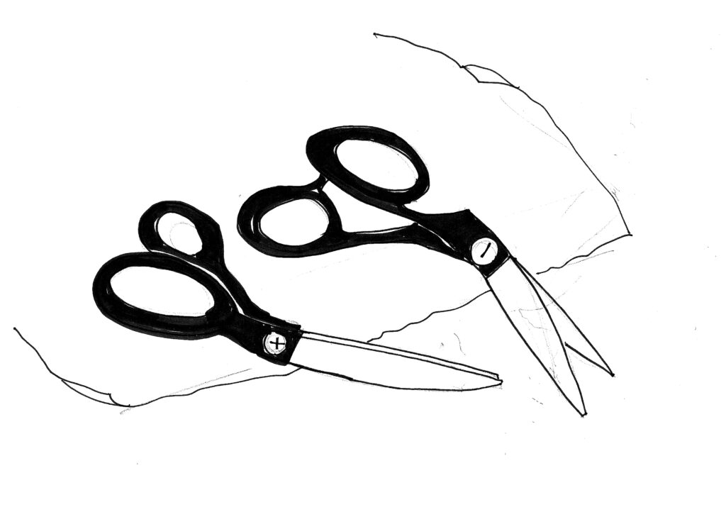 Scissors for cutting leather