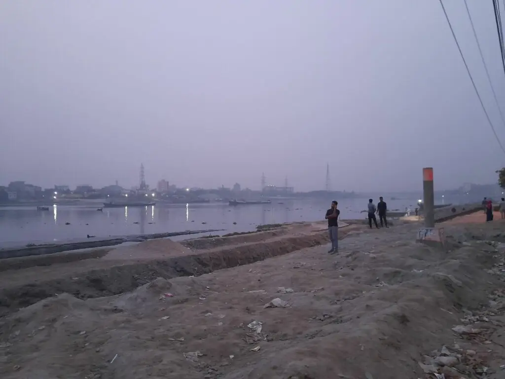 The riverside at dusk